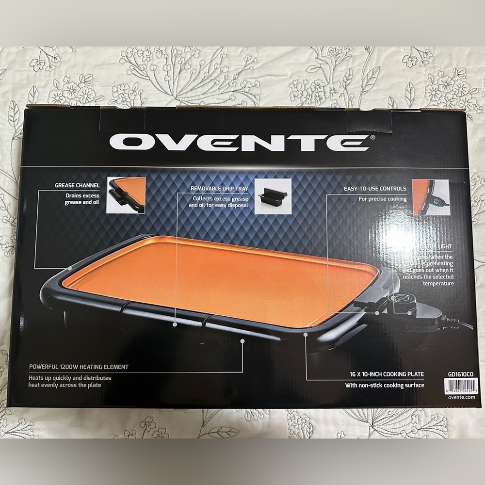 OVENTE Electric Griddle with 16" x 10" Flat Non-Stick Cooking Surface Brand New - Picture 3 of 10